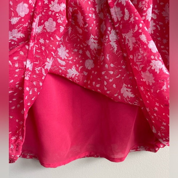 Joie Hot Pink Floral Cap Sleeve Blouse - Picture 9 of 13